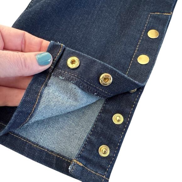 Ann Taylor Petite Jeans Women's size 2P 2 petite Blue Gold Snap Straight Preppy - Picture 3 of 11
